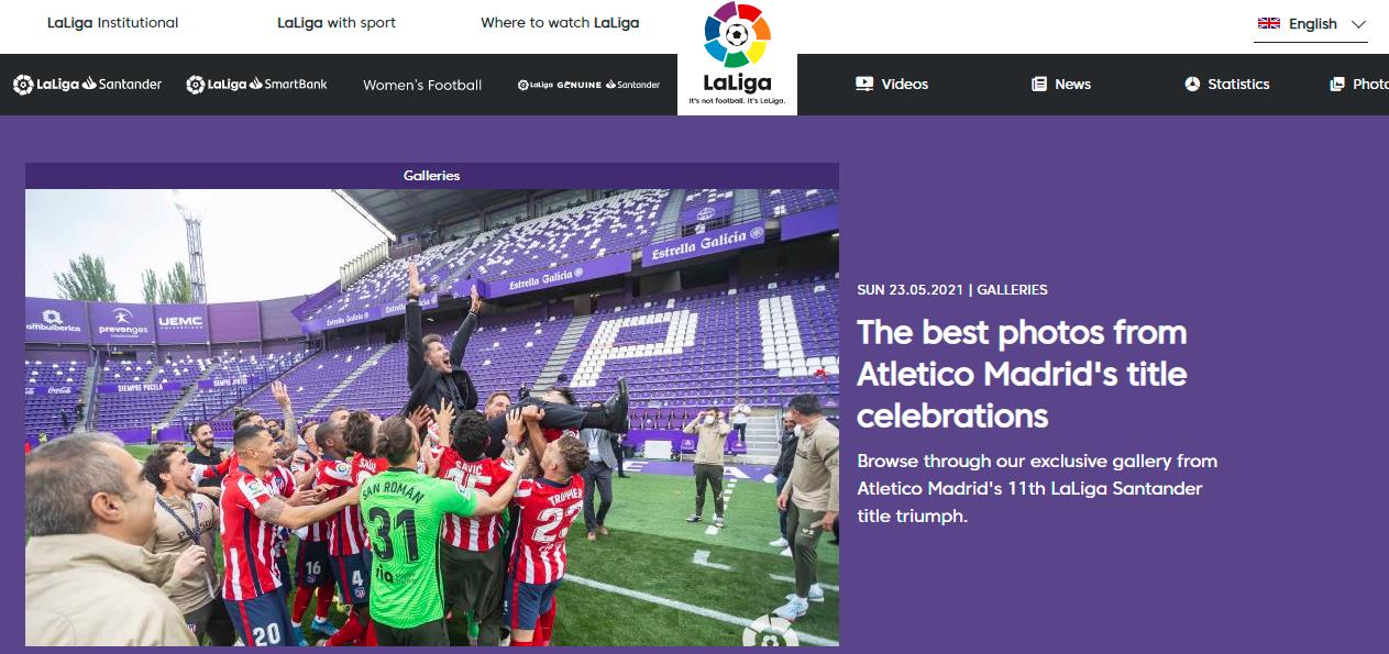  马德里竞技力压皇马巴萨夺得西甲联赛冠军宝座